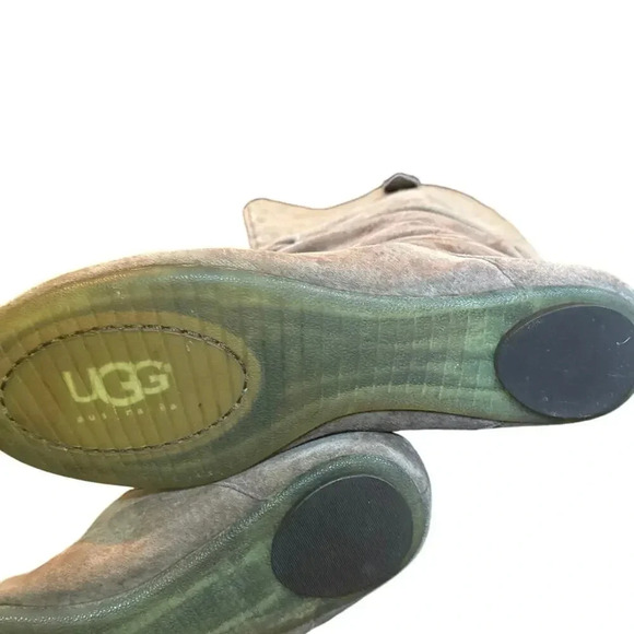 UGG Highkoo Slouchy taupe suede boots sherpa footbed 80's warm cozy 8 - Picture 6 of 8